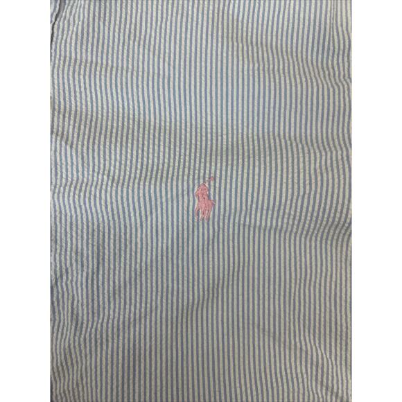 Polo Ralph Lauren Seersucker Short Sleeve Button Down Striped Mens Large Charity - Picture 9 of 10
